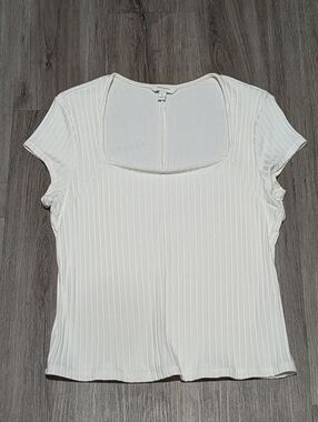 Banana Republic Wide Rib Knit Top Sz L In Off White Ivory